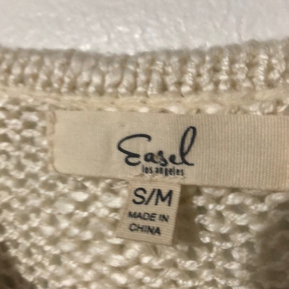 EASEL LOS ANGELES Multi Pattern Cream Open Knit Sweater S/M - Picture 4 of 5